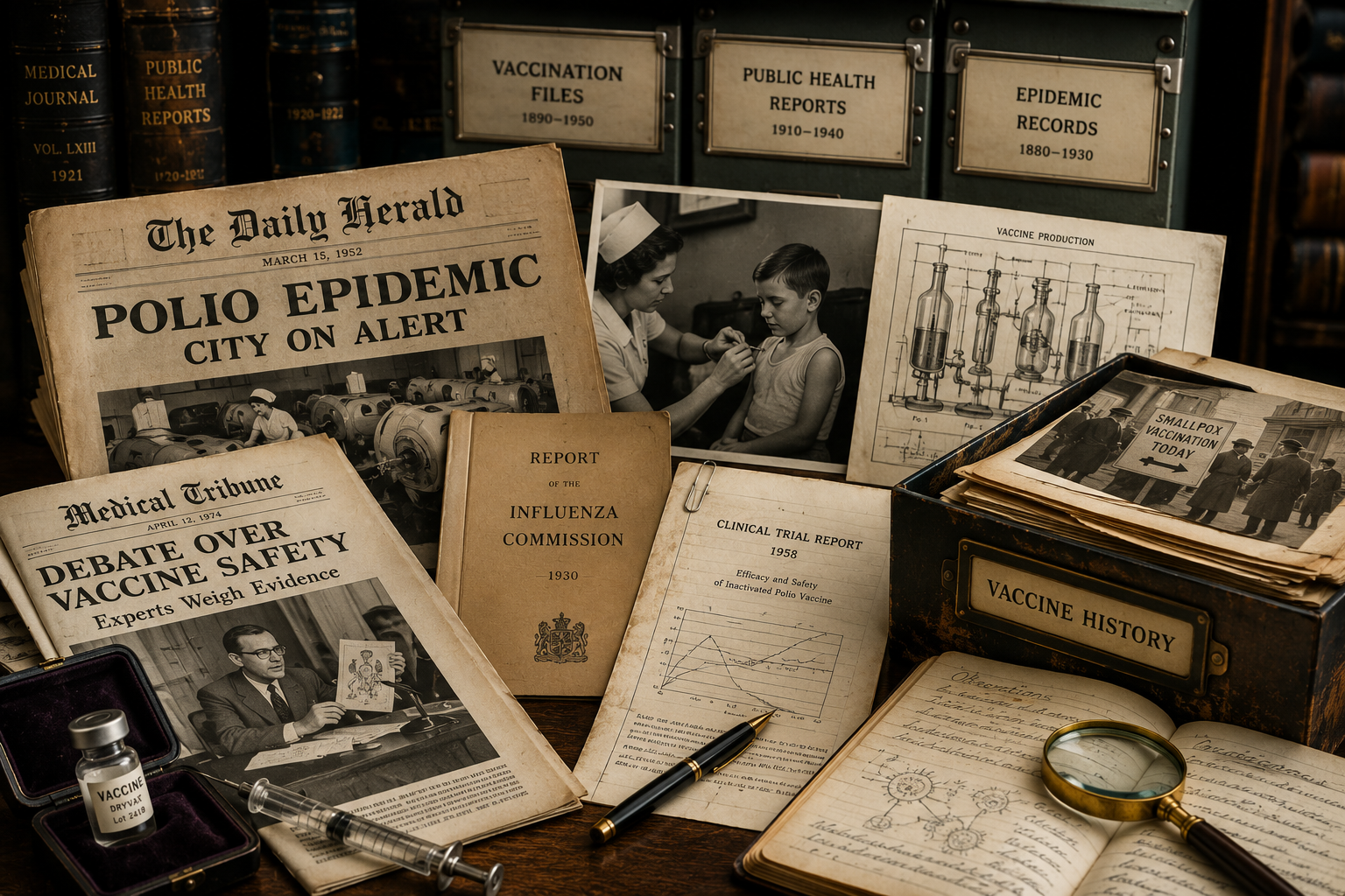 Vaccine history and controversy archive graphic